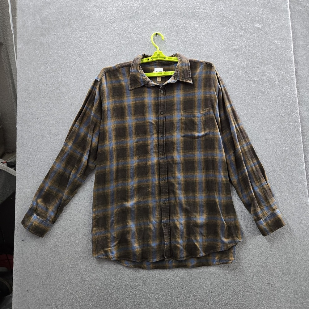 The‎ Foundry Supply Co. Men Button Up Shirt 2XLT Brown Plaid Flannel Casual